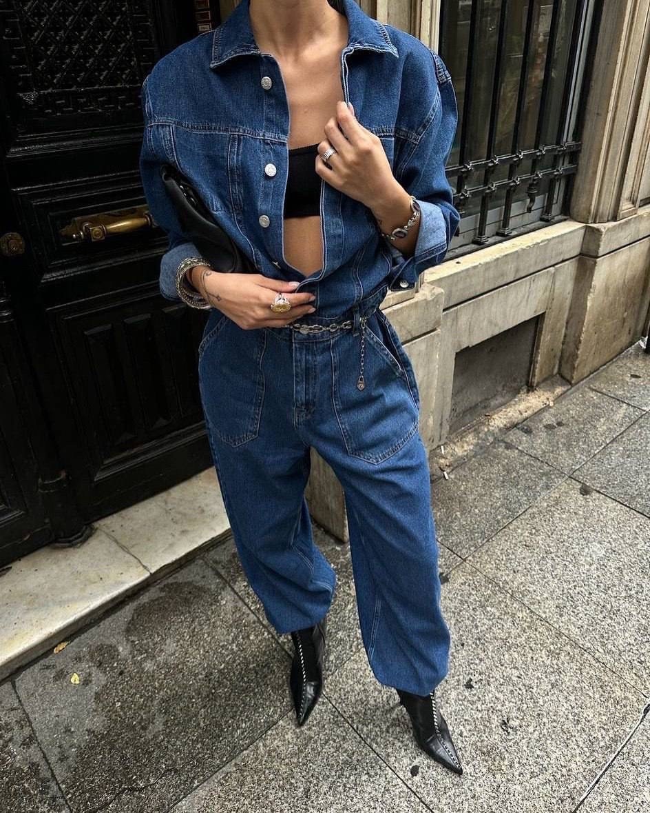 джинсовый комбинезон женский,комбинезон джинсовый женский палаццо,джинсовый комбинезон zara,комбинезон джинсовый оверсайз с брюками турция ella woman,джинсовый комбинезон