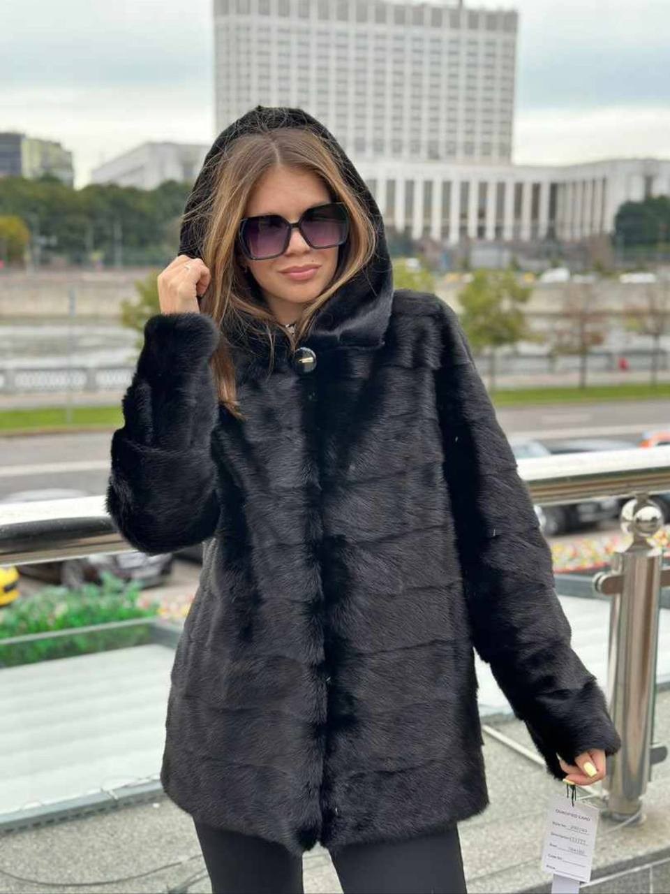 шуба норковая поперечка с капюшоном черный бриллиант,шубка из меха европейской норки с капюшоном трансформер,норковая шуба,шуба норковая (черный) с капюшоном,шуба норковая черный бриллиант с капюшоном