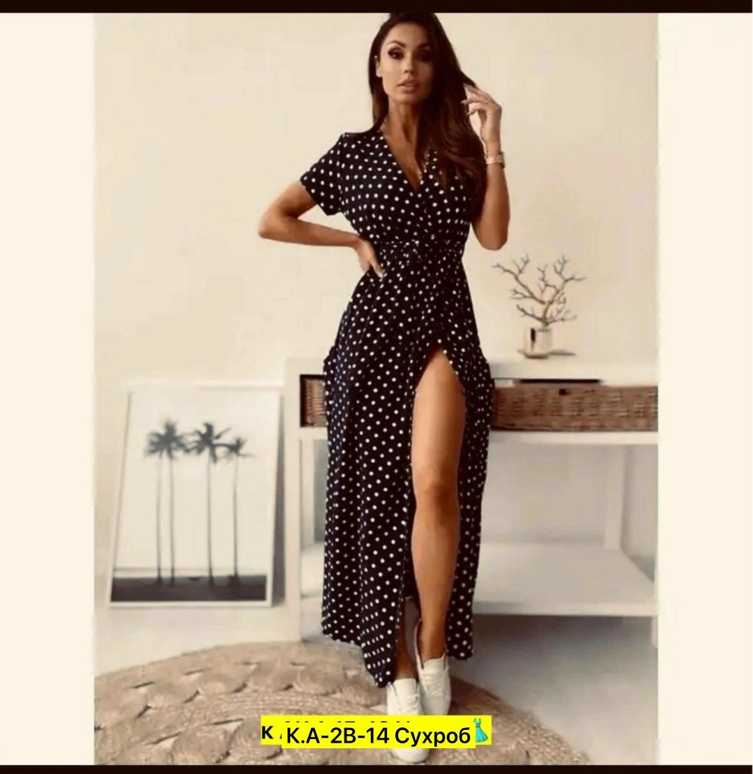 длинное летнее платье,летнее платье,платье женское в горошек,летнее женское платье,платье халат