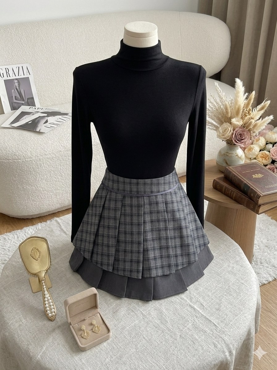 женская клетчатая плиссированная юбка gidyq jk с высокой талией,клетчатая плиссированная юбка в корейском стиле,корейская клетчатая шерстяная плиссированная юбка с высокой талией,корейская клетчатая ш