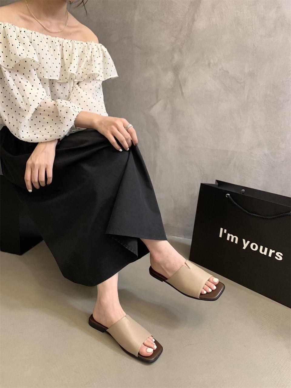 ,женские шлепанцы,шлепанцы с открытым носком,тапочки на плоской подошве,сандалии на плоской подошве