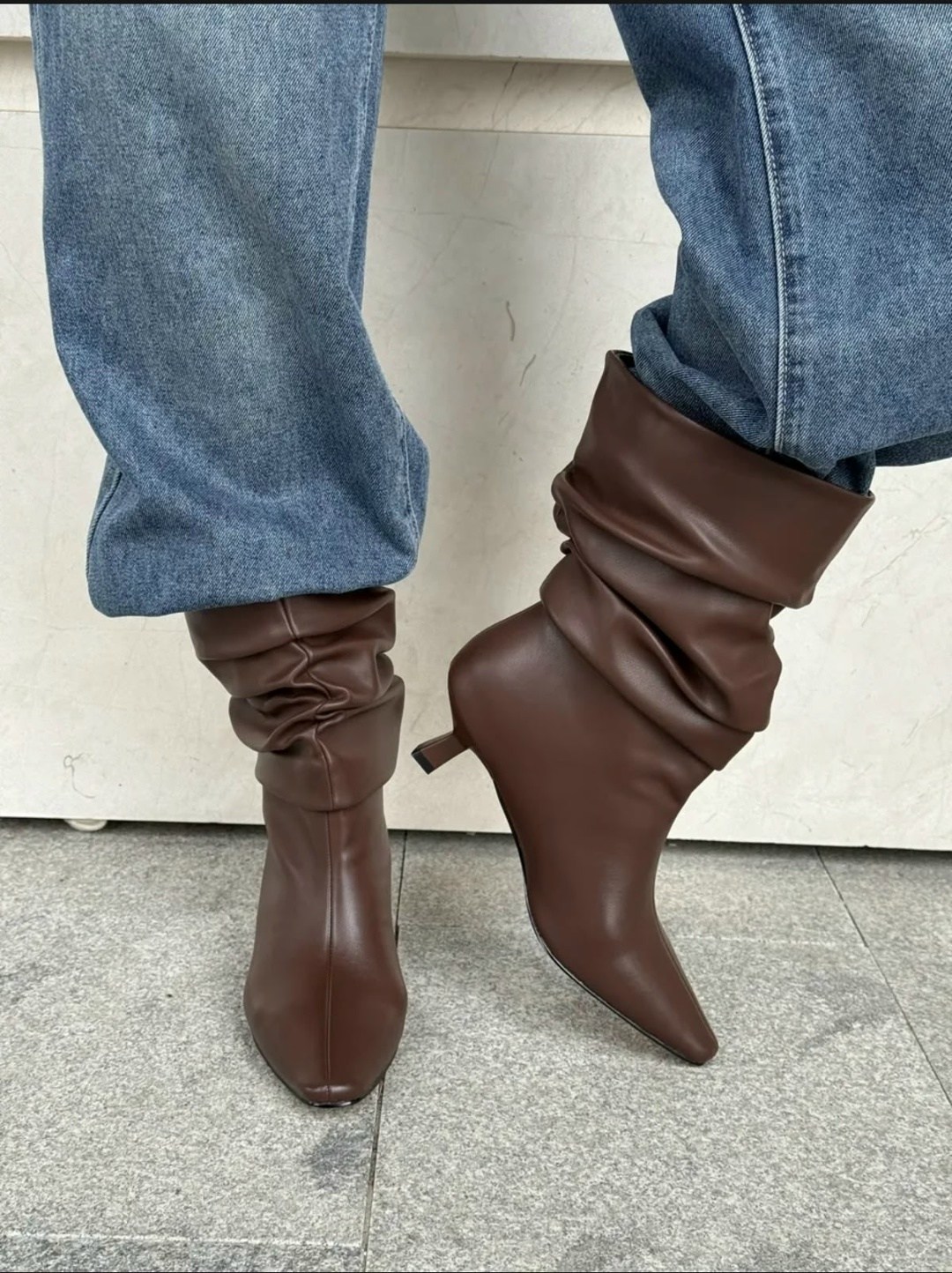 сапоги,модные ботинки,коричневые сапоги,женские длинные плиссированные сапоги taoffen,женские сапоги с острым носком на тонком высоком каблуке