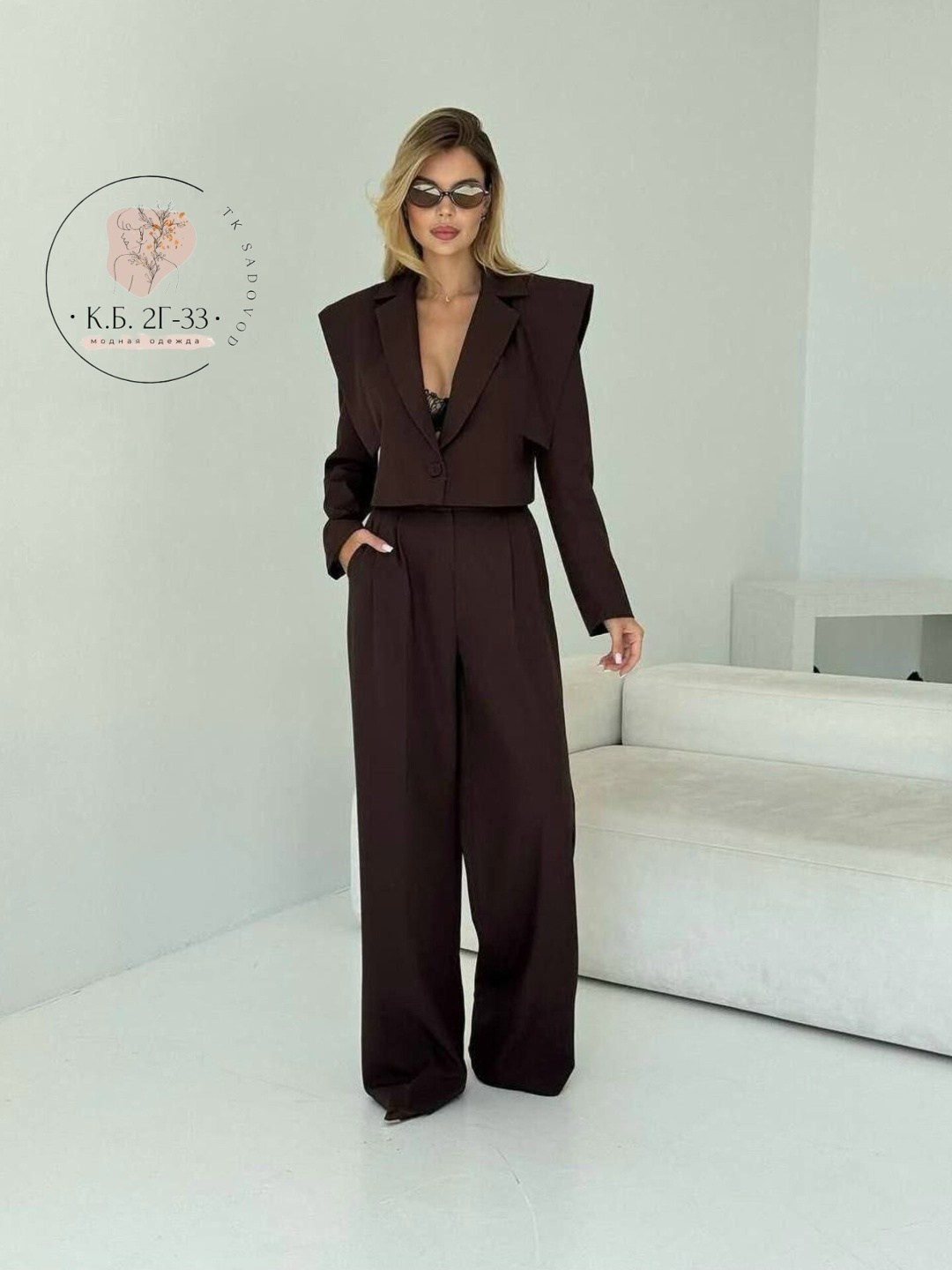 костюм брючный,брючный костюм женский,брючный костюм pirs 4982 шоколадный двойка коричневый размер 40-52,костюм брючный палаццо,женский брючный деловой костюм