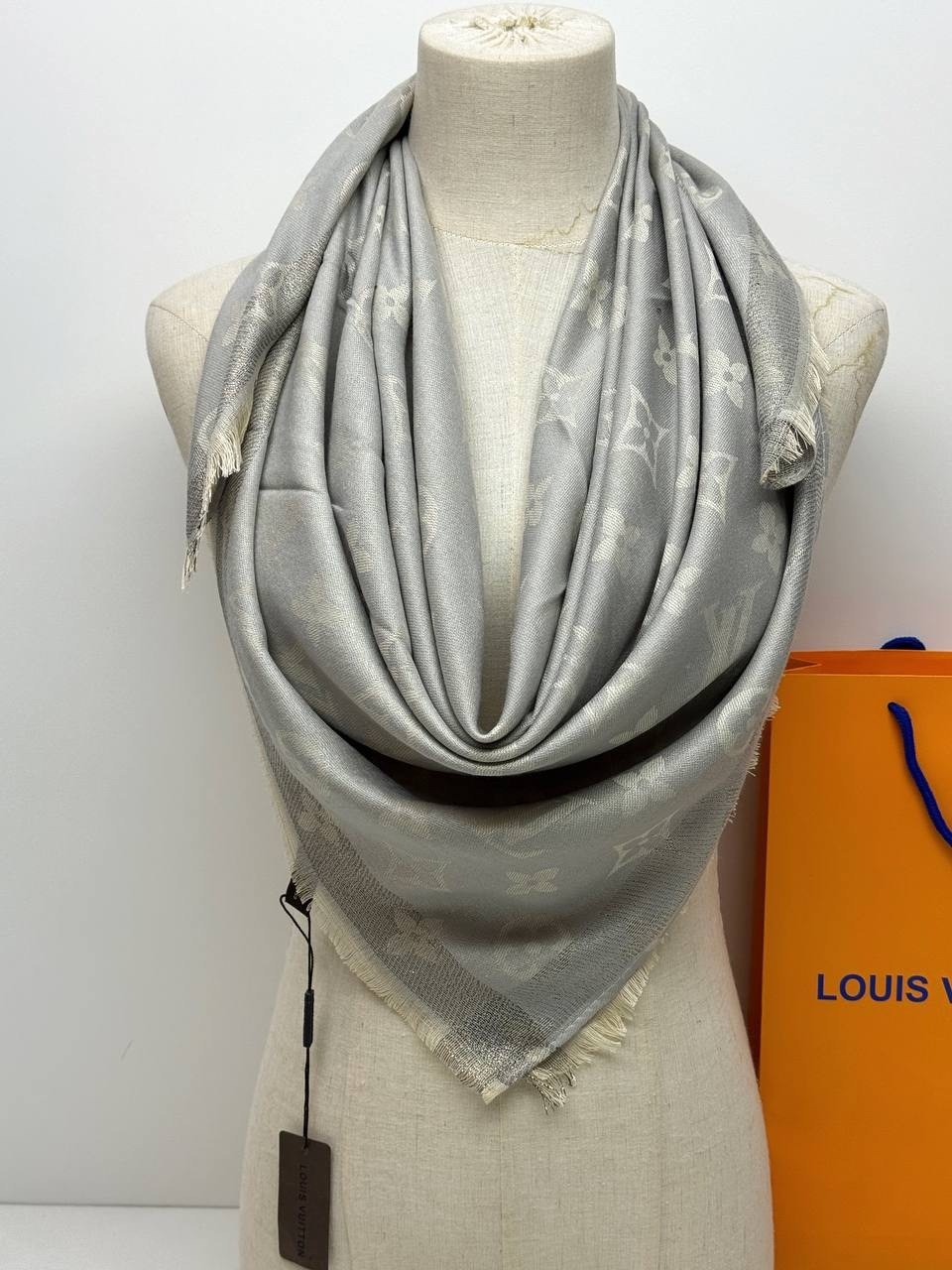 платок louis vuitton,платок луи виттон,женский платок louis vuitton monogram серый,кашемировый платок,платки кашемир