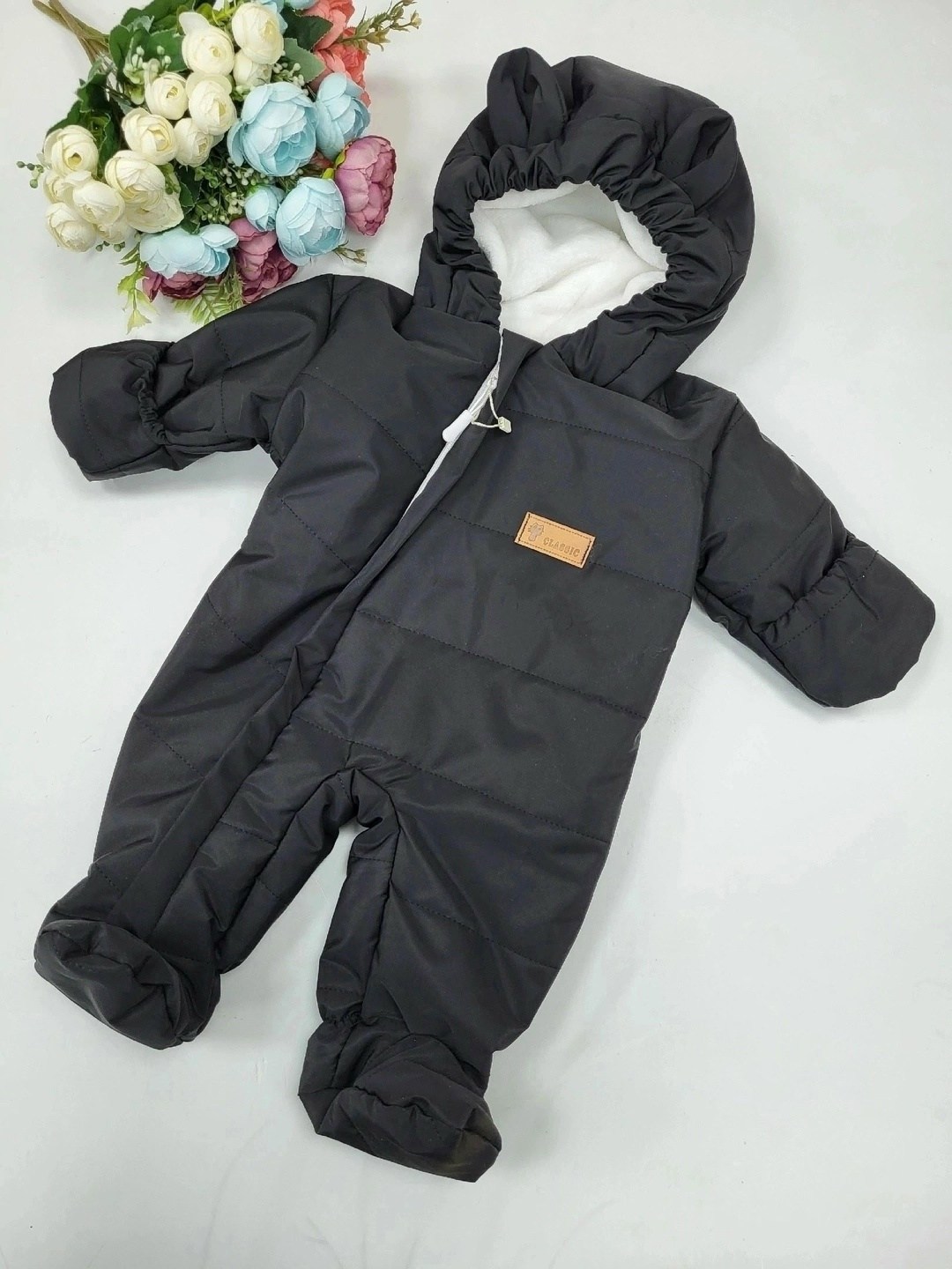 комбинезон для новорождённых,комбинезон для новорожденного "бэмби" рост 68 цвет бежевый,комбинезон демисезонный для малышей,комбинезон утепленный,комбинезон для новорожденного "бэмби" рост 62 цвет беж