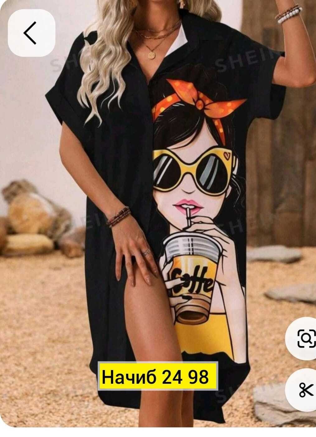 туника стильная,пляжная туника женская,женская туника,туника пляжная,платье рубашка с принтом