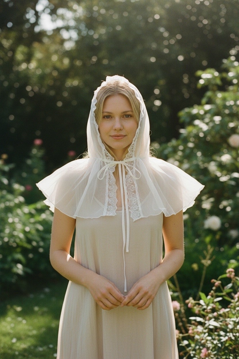 накидка для венчания с капюшоном,накидка для церкви,платок в храм,платок в церковь,платок для храма церковный белый женский на голову