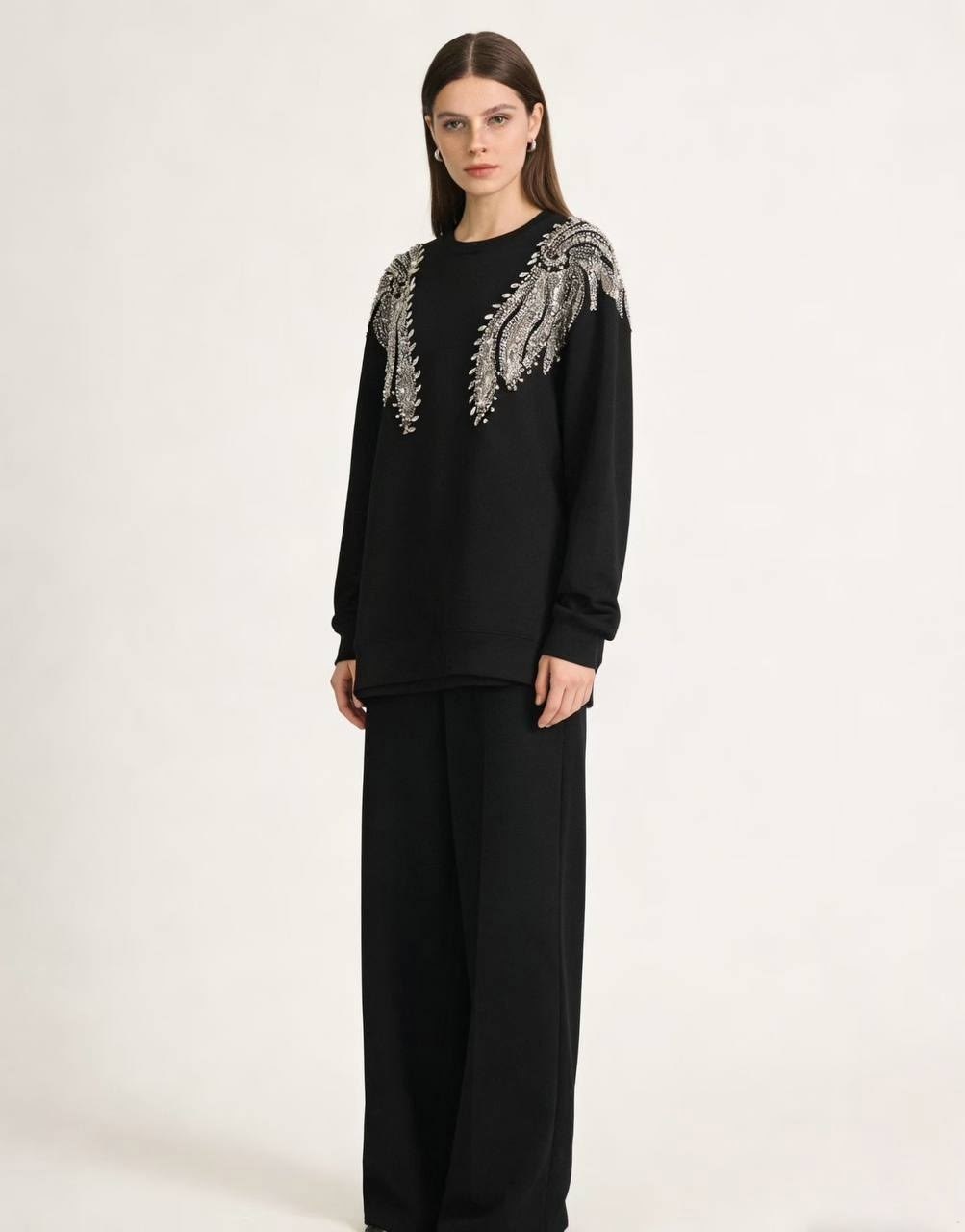 джемпер свободного кроя,комплект джемпер,костюм белый,свитшот женский,белые брюки