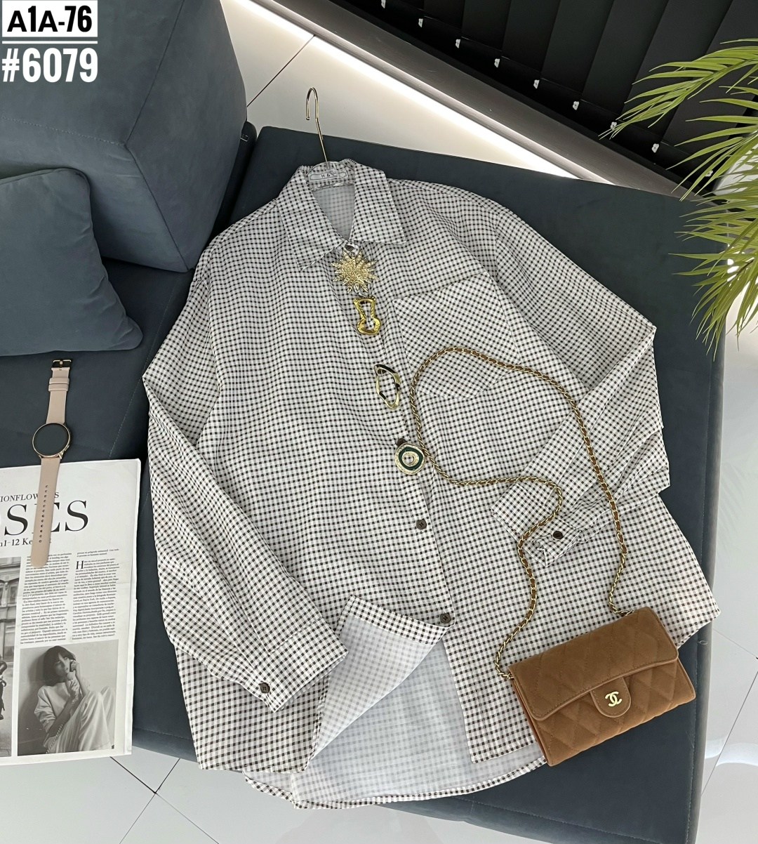 рубашка оверсайз в клетку хлопок maleni,женская рубашка,рубашка в клетку женская,повседневная рубашка,рубашка оверсайз в клетку