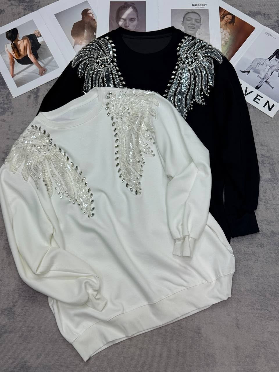 джемпер свободного кроя,комплект джемпер,костюм белый,свитшот женский,белые брюки