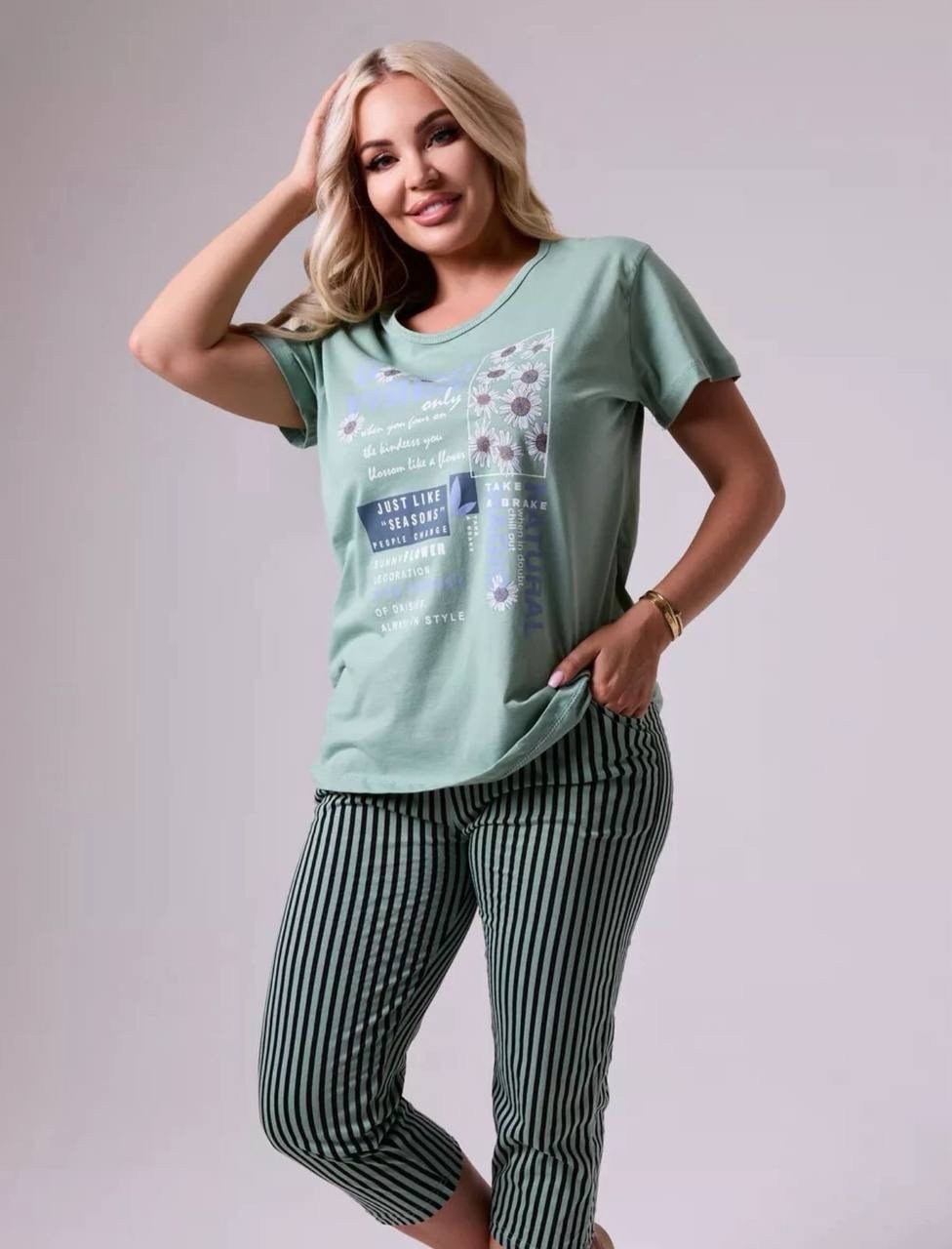 пижама с бриджами хлопок трикотажная хб lavilux,пижама с бриджами трикотажная,пижама с бриджами трикотажная samaя,пижама с бриджами,женская пижама с бриджами