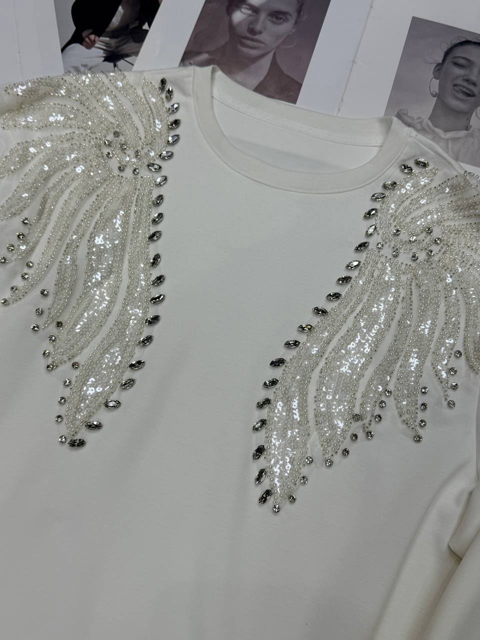 джемпер свободного кроя,комплект джемпер,костюм белый,свитшот женский,белые брюки