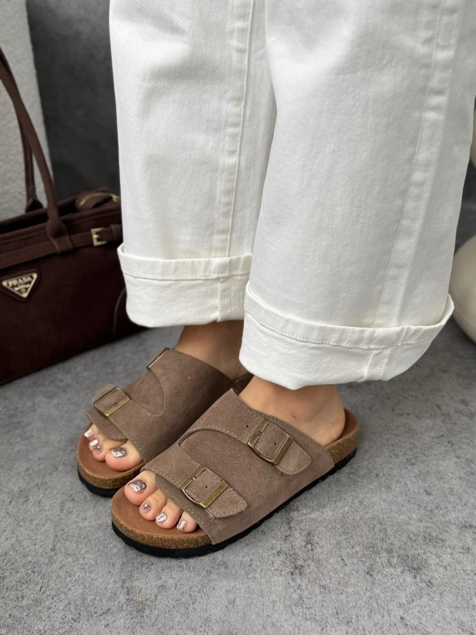 шлепки на пробковой подошве birkenstock,,женские шлепанцы,модные сандалии,birkenstock arizona big buckle