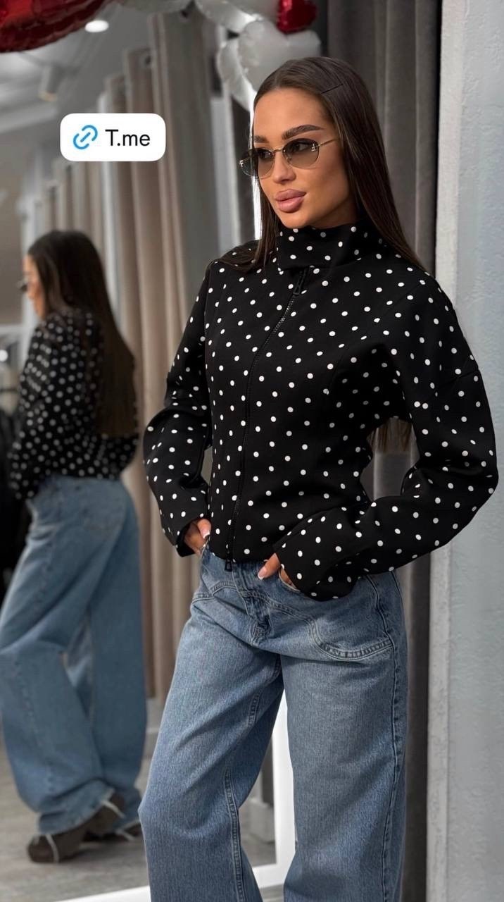 белая куртка,блузка в горошек,блузка белая в горошек,короткая куртка