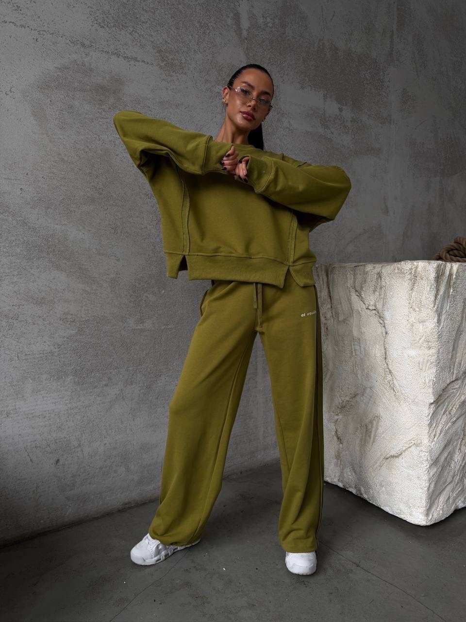 трикотажные костюмы,костюм объемный,костюм спортивный женский повседневный,спортивный костюм,широкие брюки