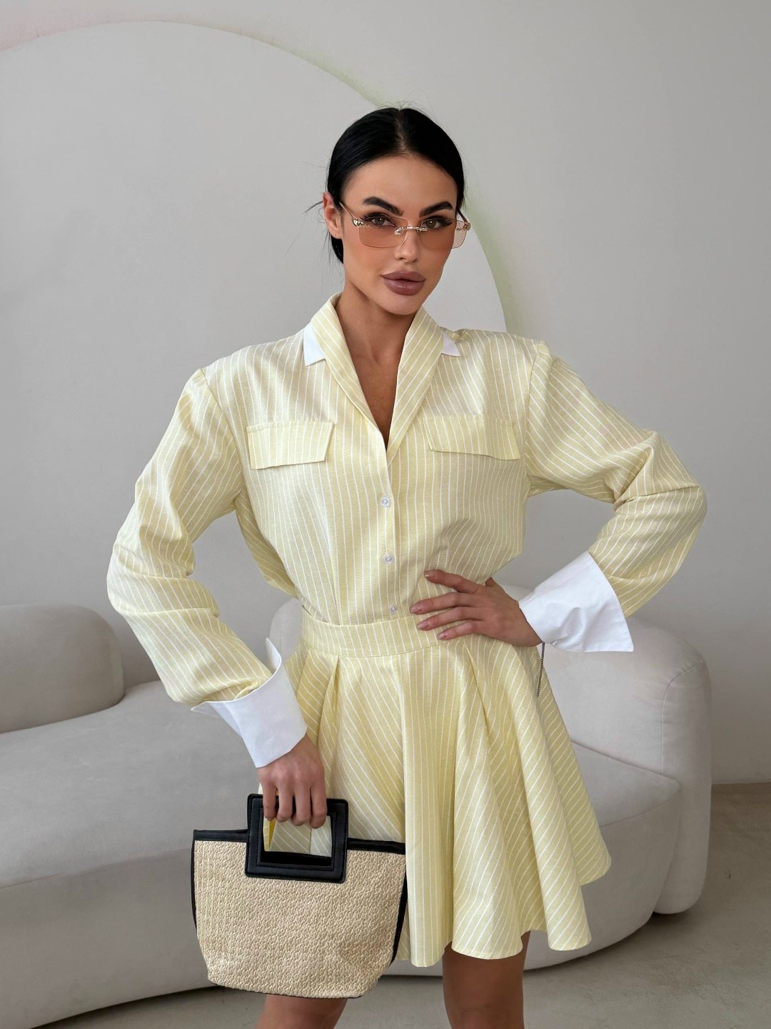 костюм с юбкой женский,костюм с юбкой,рубашка и юбка,женский костюм,рубашка желтая