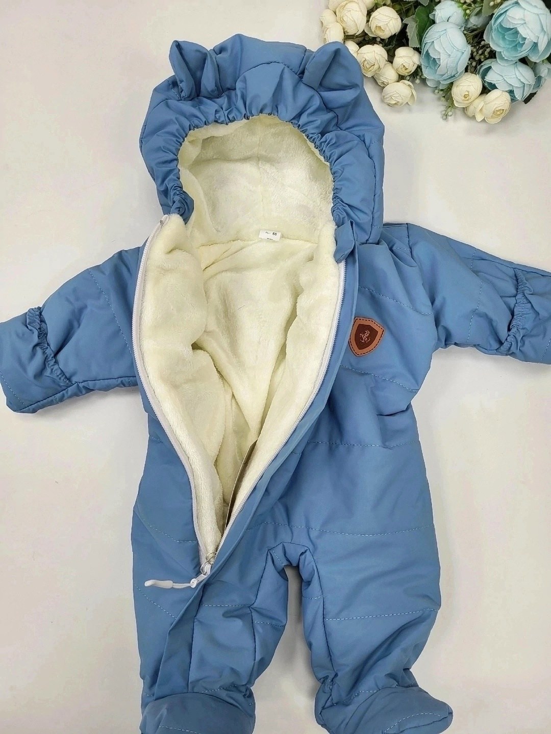 комбинезон для новорождённых,комбинезон для новорожденного "бэмби" рост 68 цвет бежевый,комбинезон демисезонный для малышей,комбинезон утепленный,комбинезон для новорожденного "бэмби" рост 62 цвет беж