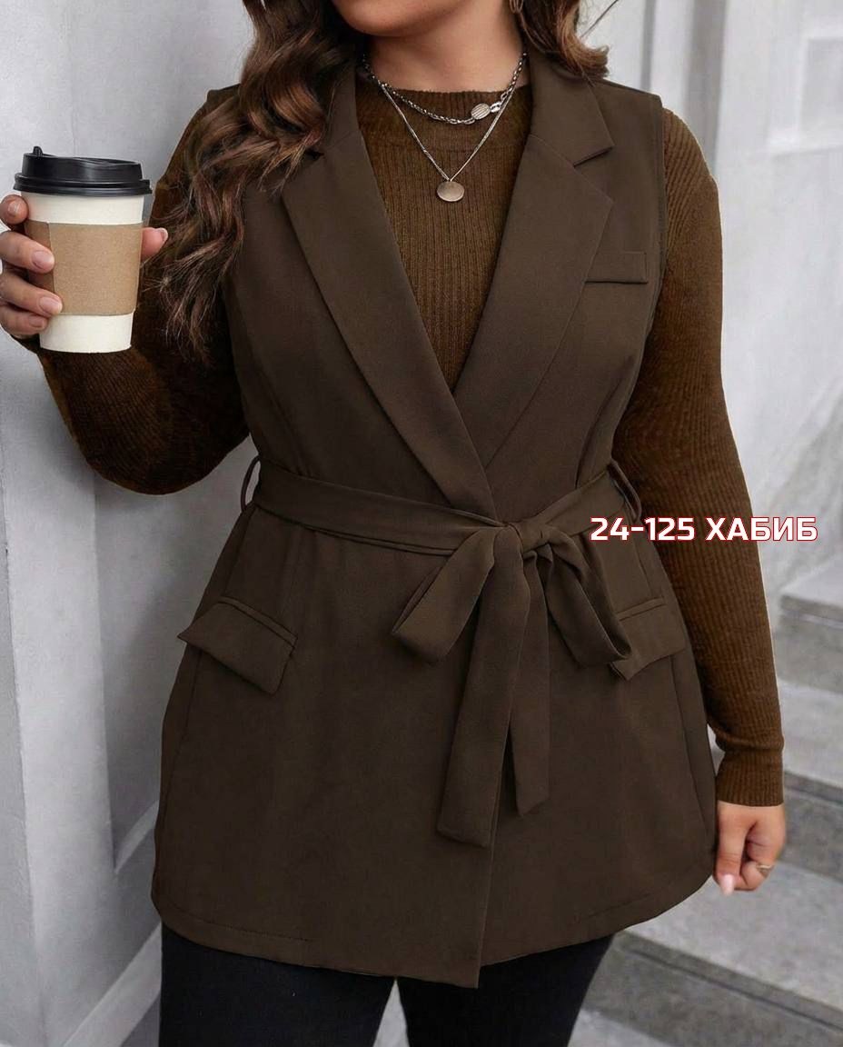 жилет костюмный жюлли (шоколад) б14488-4м,жилет с поясом,удлиненный жилет,жилет женский 4347/04/шоколадный,женский жилет