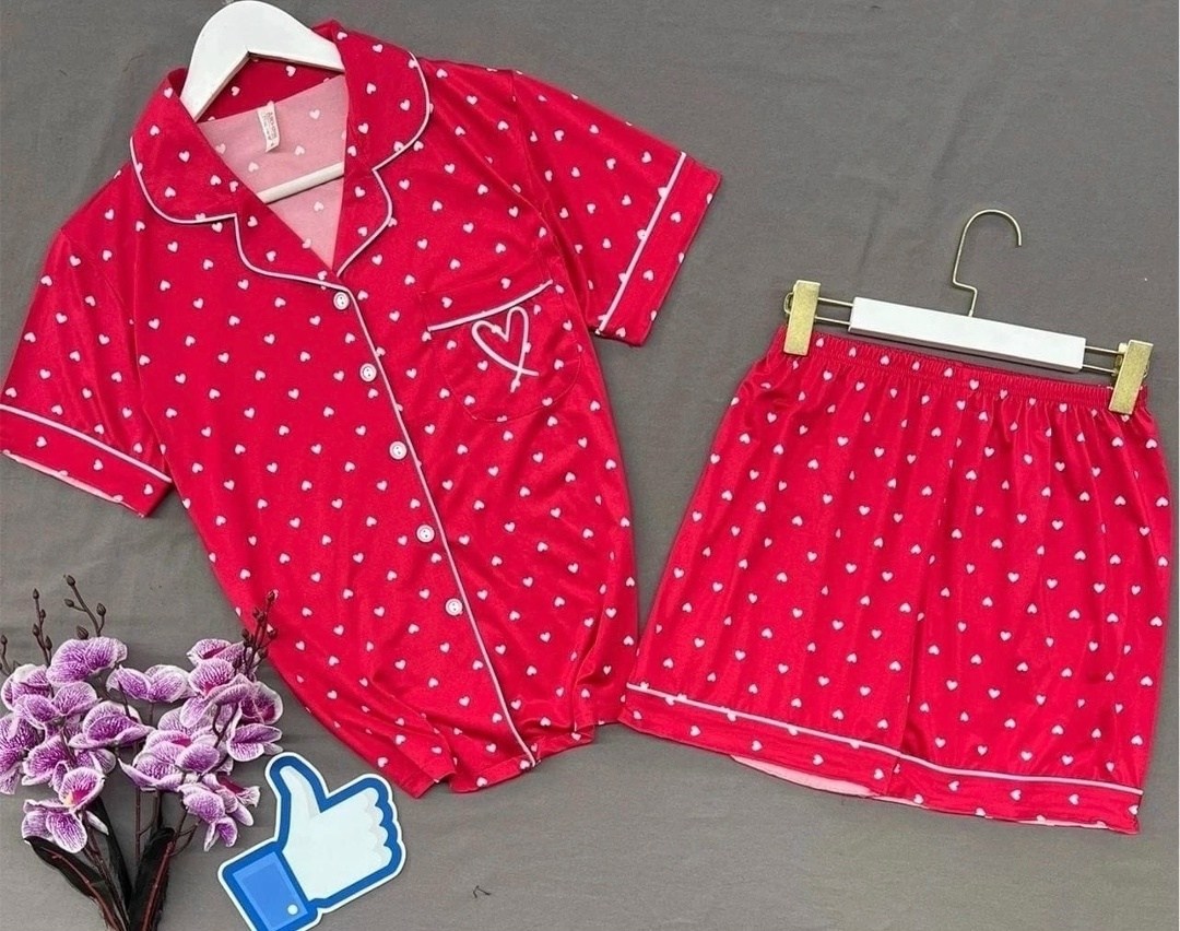 пижама двойка женская,пижама женская,пижама женская из поплина,пижама женская из хлопка "сердечки на красном",пижама женская с шортами