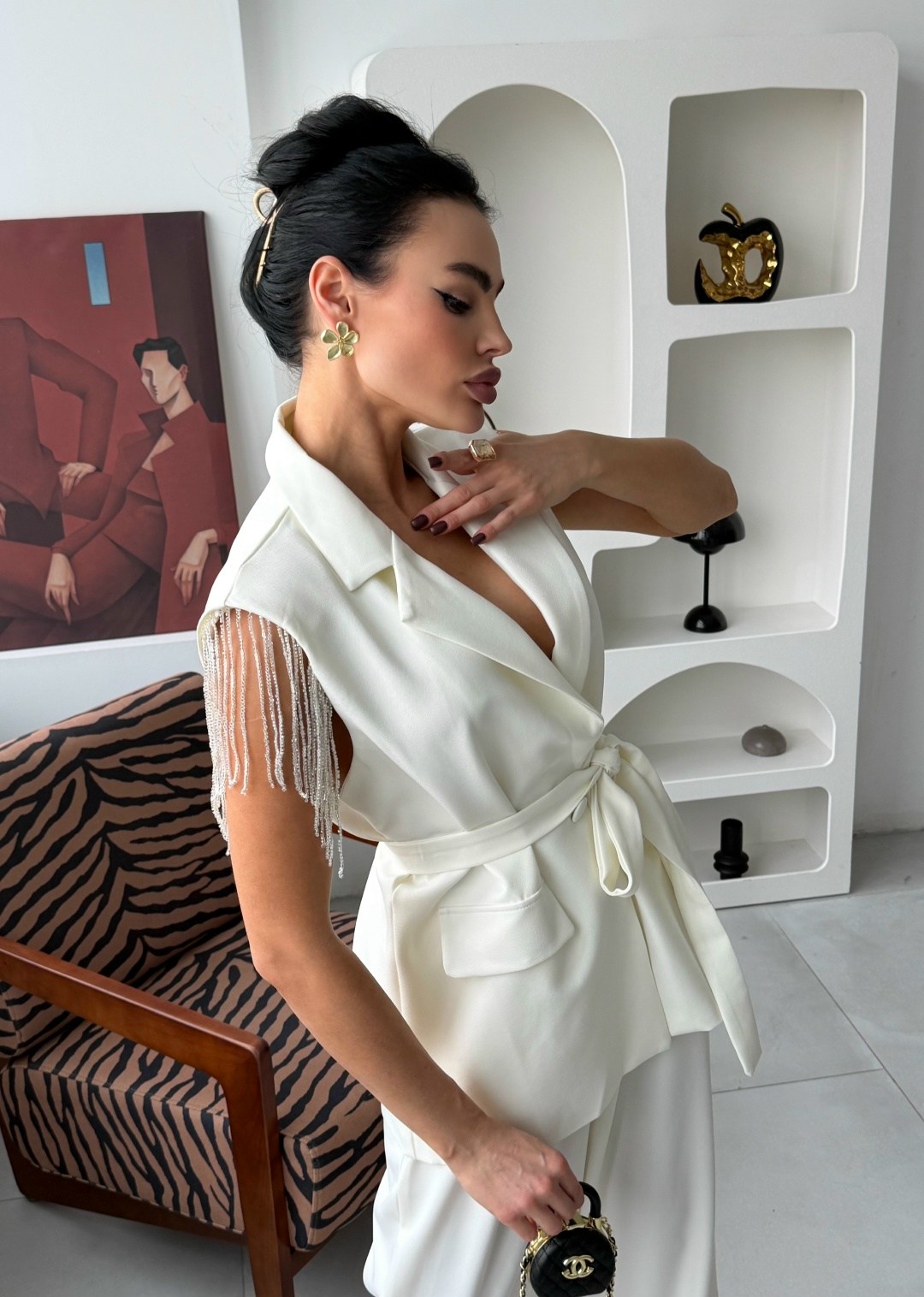 белый брючный костюм,костюм летний женский брючный four seasons 430933450,брючный костюм,брючный комплект,костюм брючный деловой emberens