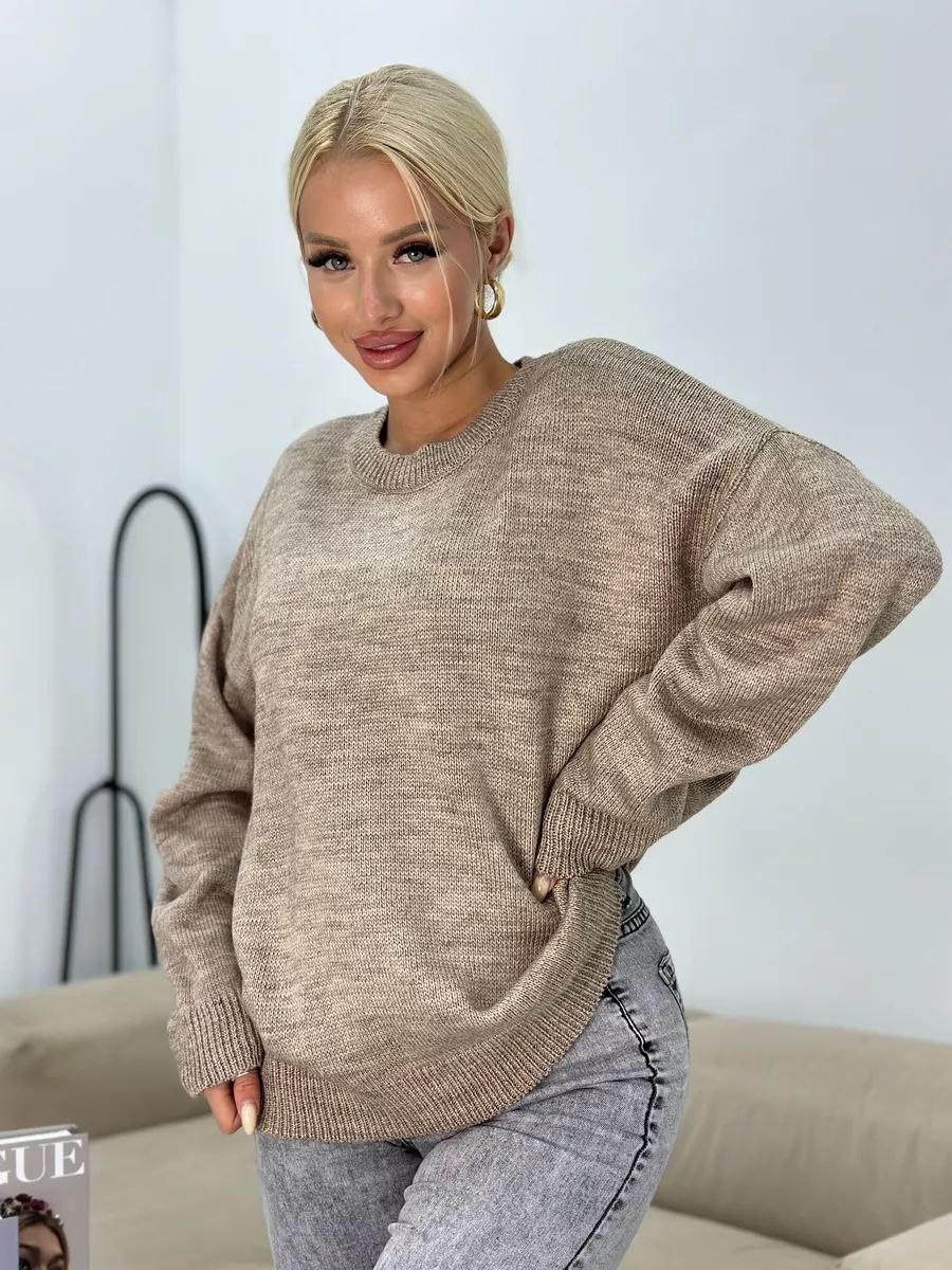 свитер вязаный повседневный,бежевый свитер вязаный,свитер вязаный повседневный gh fashion,вязаные свитера женские,свитера вязаные