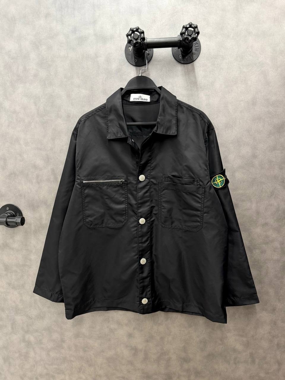 куртка-рубашка паракадут tela stone island черный,куртка мужская stone island old effect черный,куртка overshirt 'black' stone island,stone island куртка,куртка-рубашка stone island с 2 карманами черн