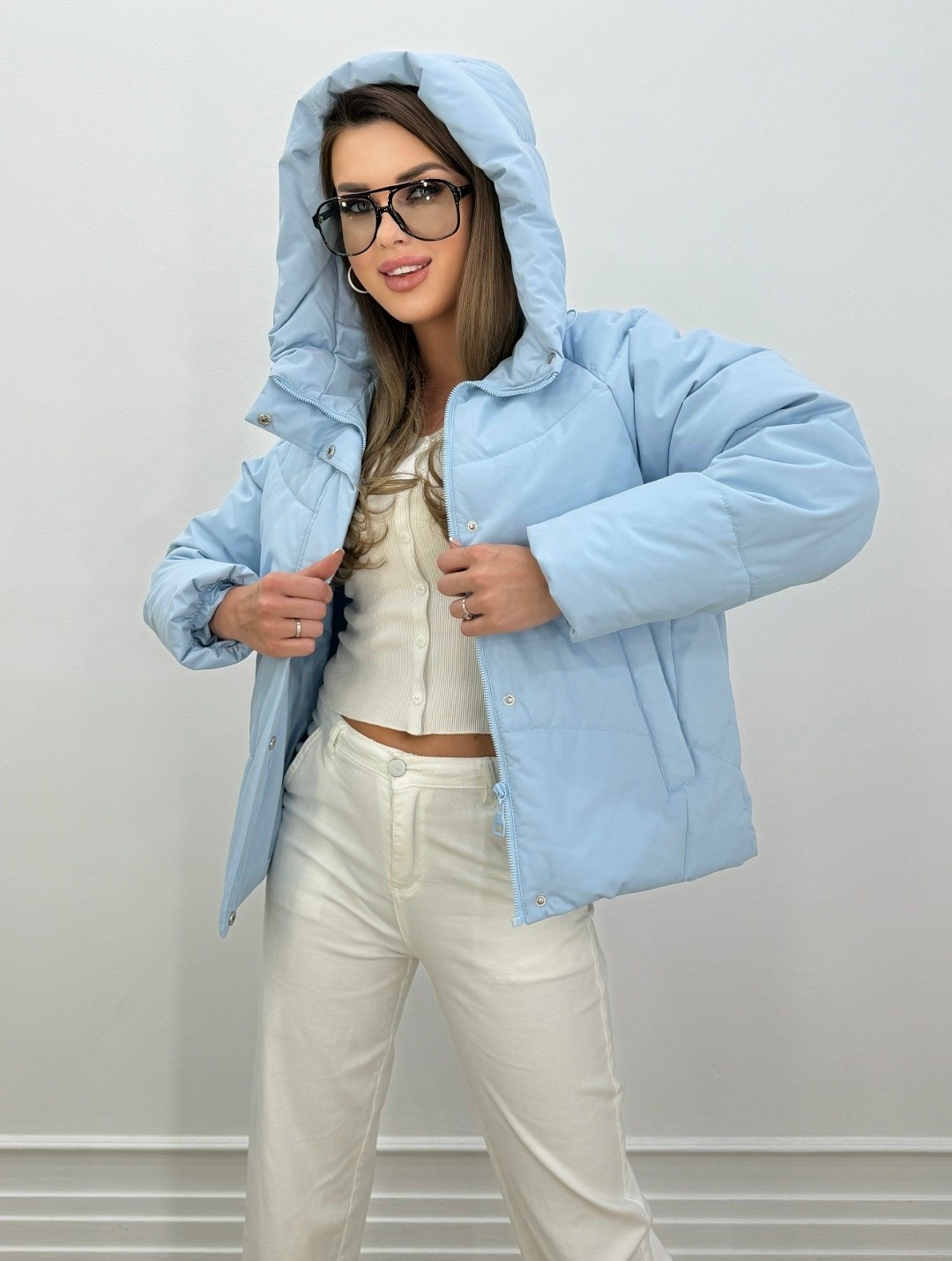 куртка женская демисезонная,демисезонная куртка,куртка демисезонная с капюшоном vau look цвет голубой,куртка женская голубая,женская куртка