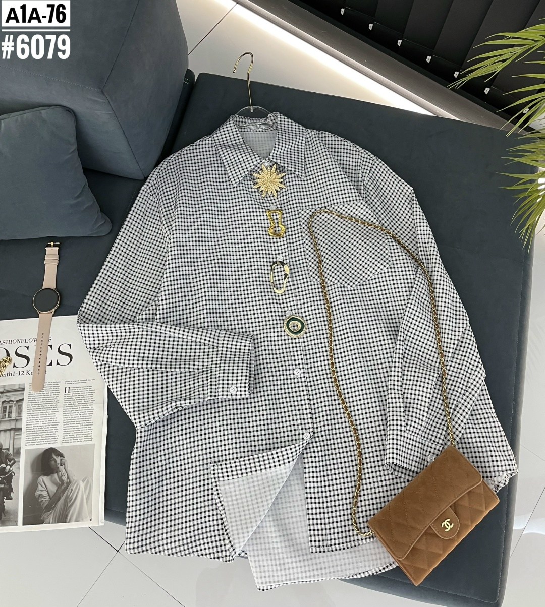 рубашка оверсайз в клетку хлопок maleni,женская рубашка,рубашка в клетку женская,повседневная рубашка,рубашка оверсайз в клетку