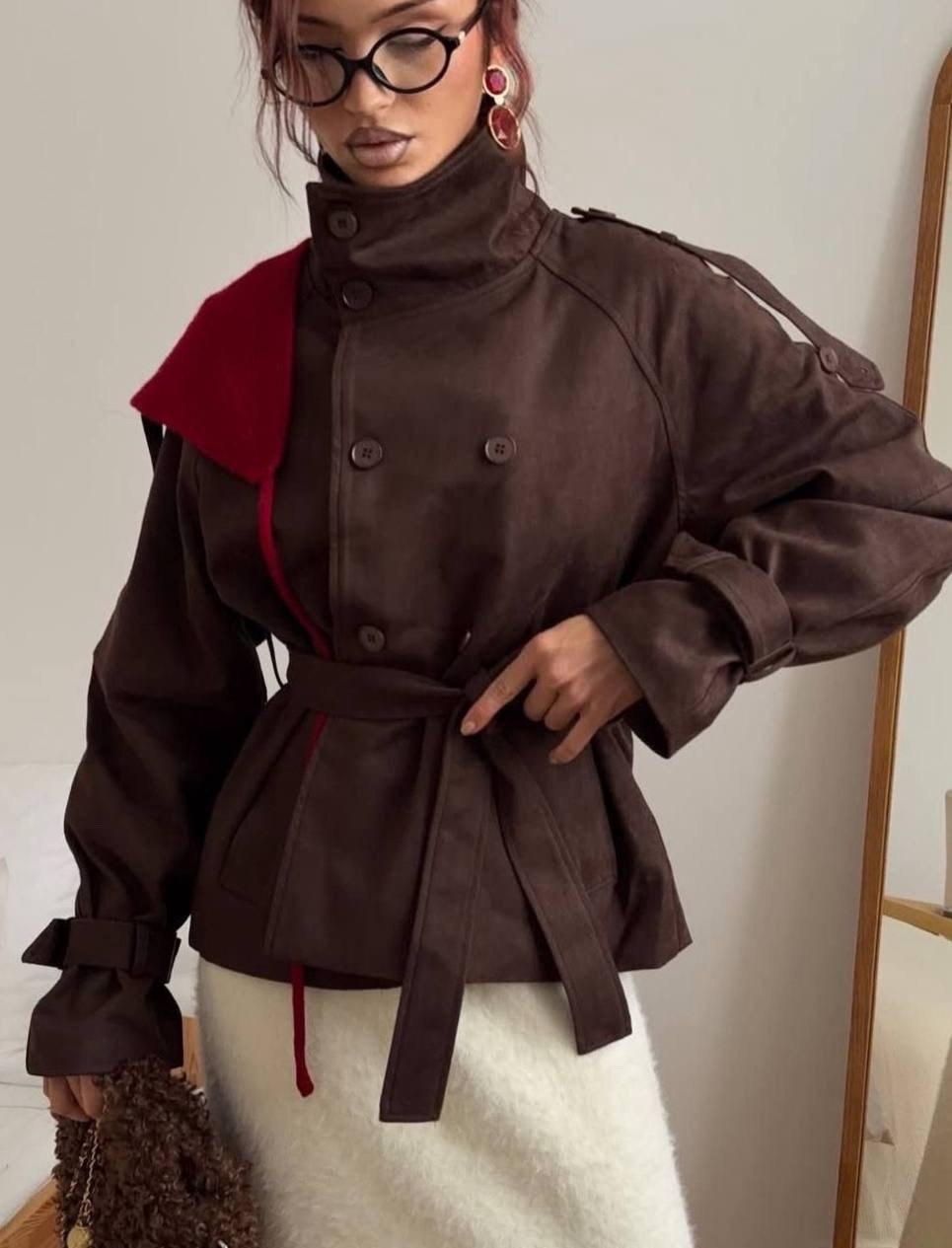 тренч кожаный,тренч короткий,замшевый тренч,тренч с поясом,кожаная куртка