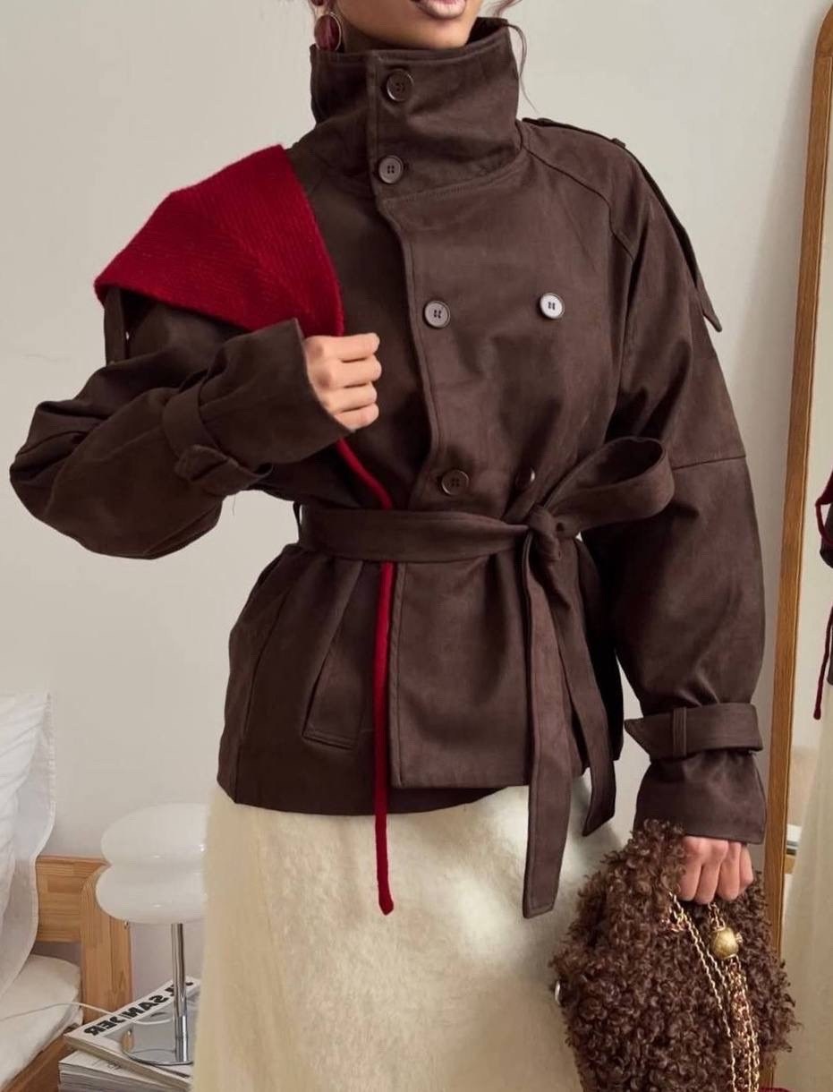 тренч кожаный,тренч короткий,замшевый тренч,тренч с поясом,кожаная куртка