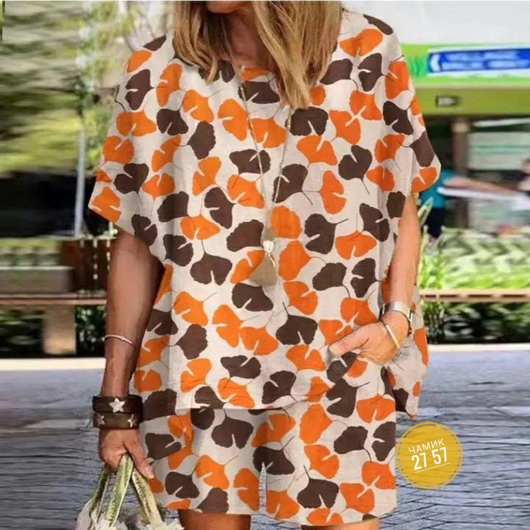 летние женские костюмы,летние костюмы,женская блузка с принтом,одежда с принт,костюм с принтом