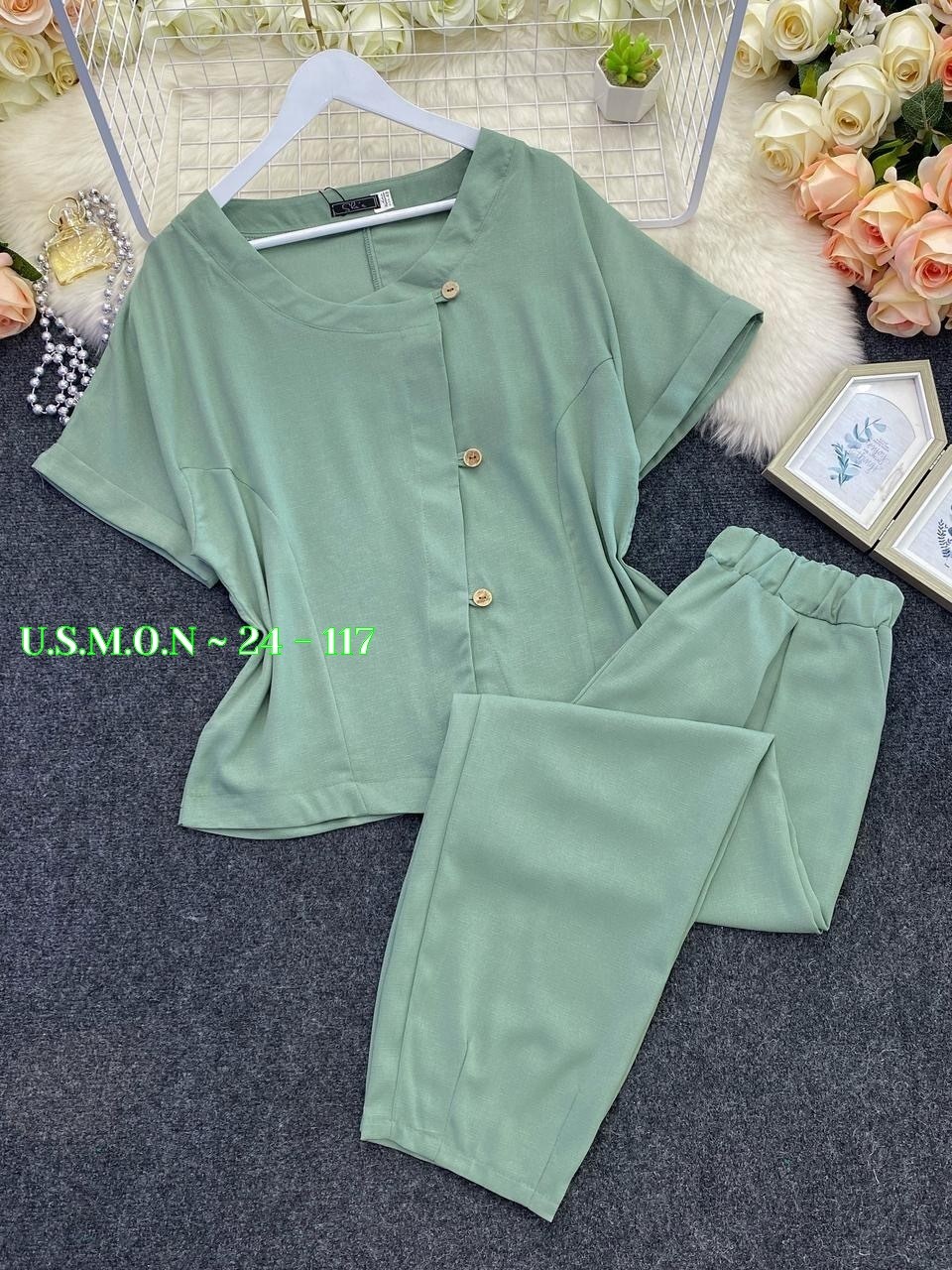 брючный костюм michel chic 1337/1 мохито,брючный костюм michel chic 1337 зеленый,летние брючные костюмы,костюм michel chic арт 1337 корич,брючный костюм michel chic 1337 зеленый двойка