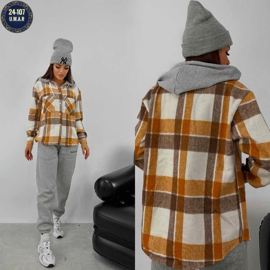 рубашка женская в клетку с капюшоном,рубашка в клетку теплая с капюшоном,рубашка женская теплая в клетку,рубашка в клетку с капюшоном,рубашка с капюшоном в клетку оверсайз
