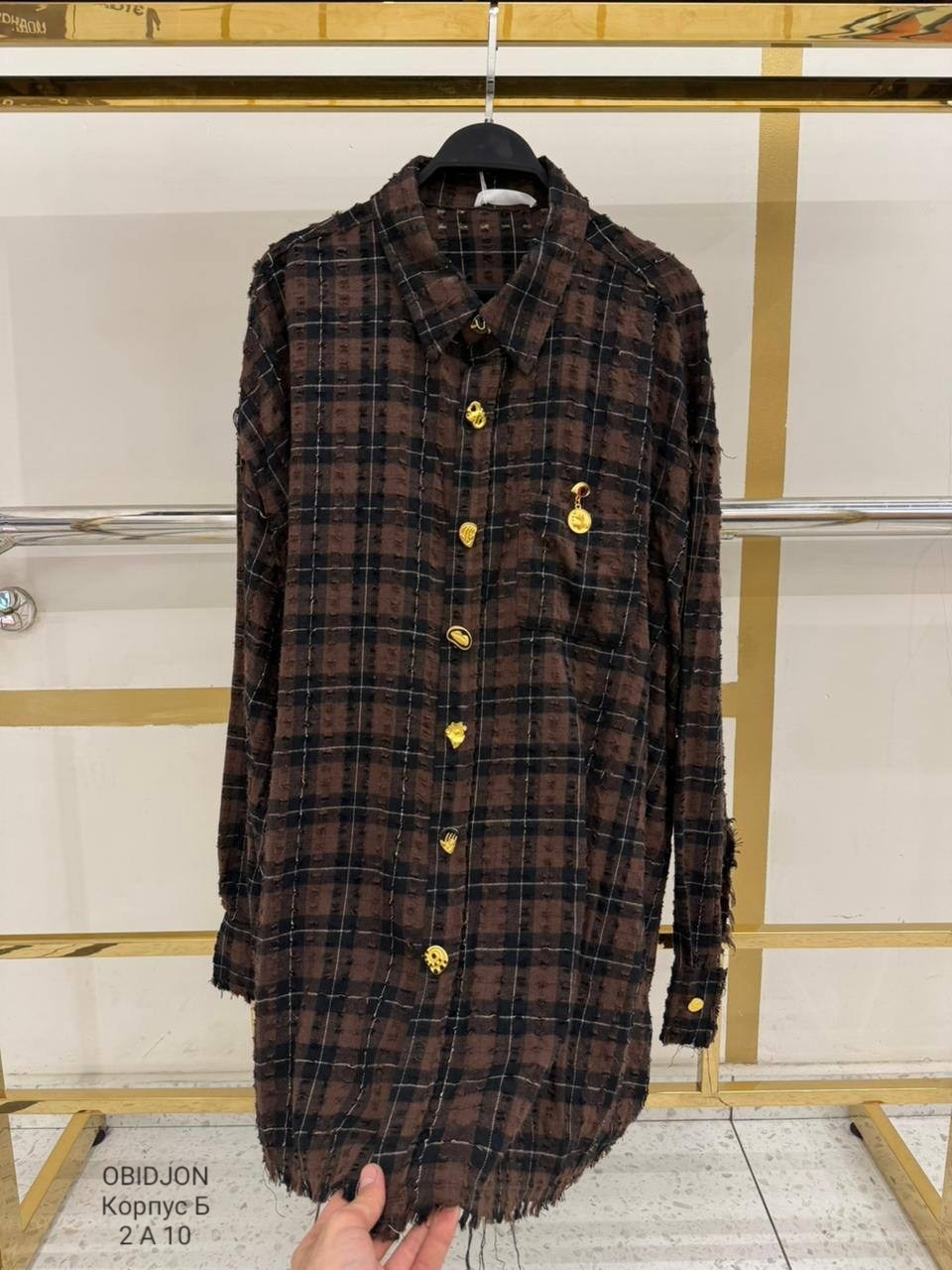 рубашка женская в клетку,рубашка в клетку,рубашка свободного кроя в клетку,рубашка женская,рубашка в клетку 0164 коричневый