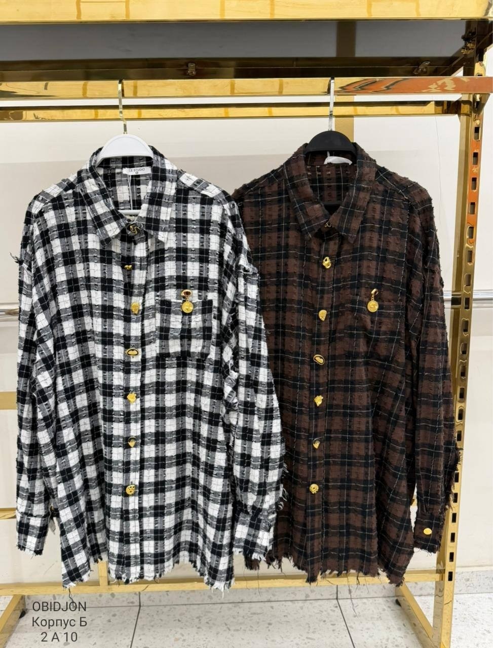 рубашка женская в клетку,рубашка в клетку,рубашка свободного кроя в клетку,рубашка женская,рубашка в клетку 0164 коричневый