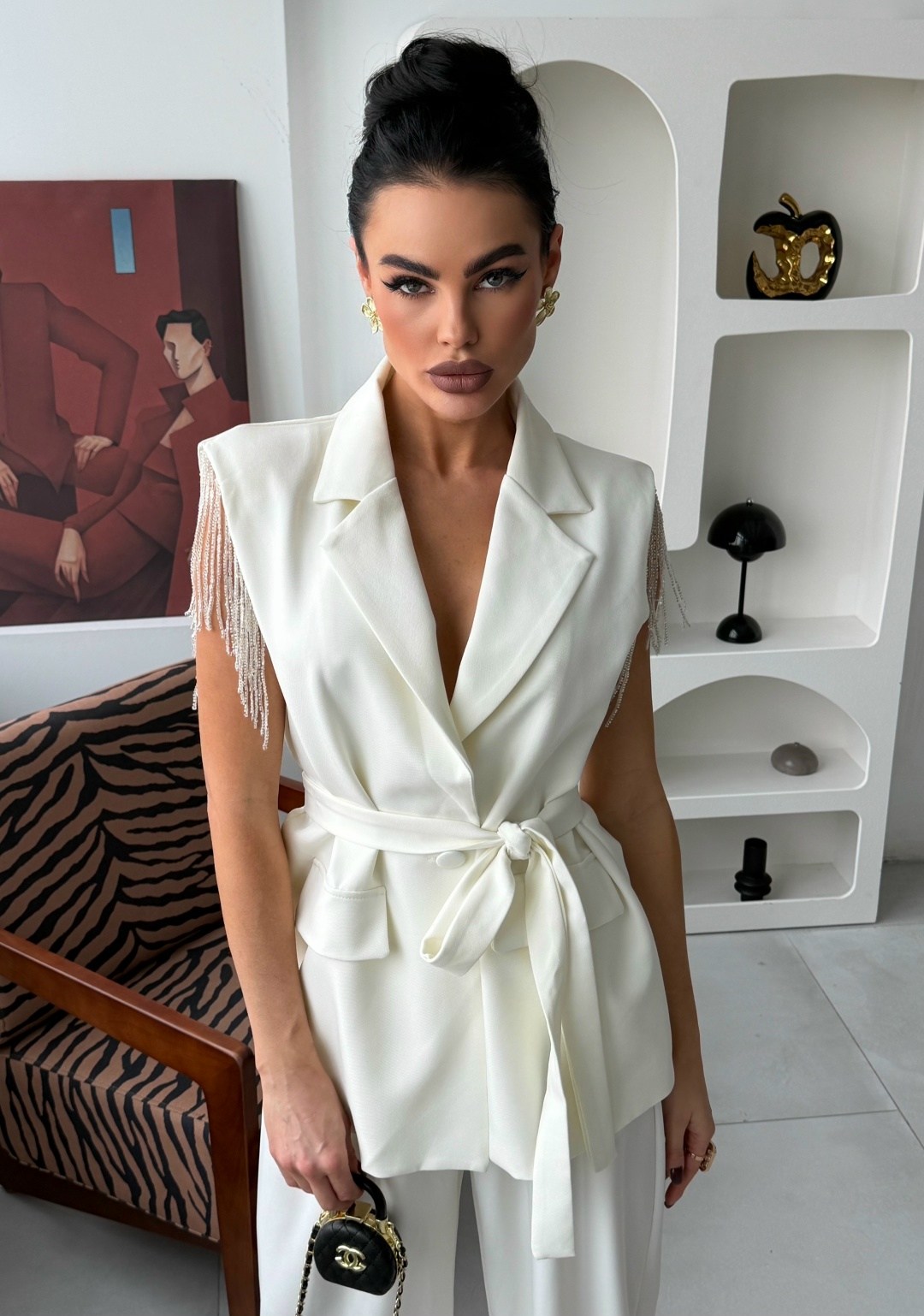 белый брючный костюм,костюм летний женский брючный four seasons 430933450,брючный костюм,брючный комплект,костюм брючный деловой emberens