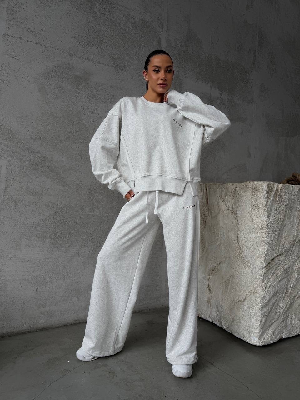 трикотажные костюмы,костюм объемный,костюм спортивный женский повседневный,спортивный костюм,широкие брюки