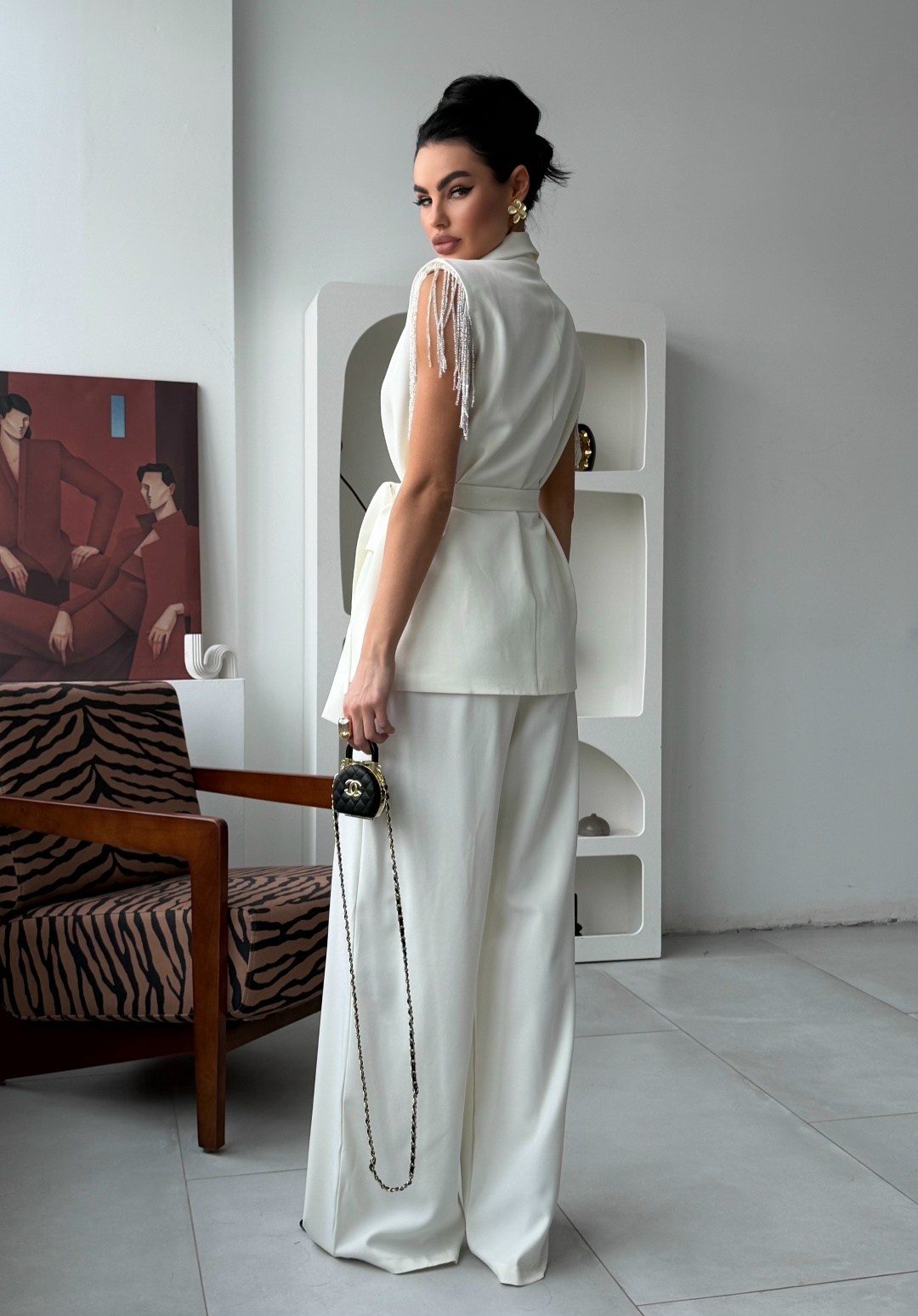 белый брючный костюм,костюм летний женский брючный four seasons 430933450,брючный костюм,брючный комплект,костюм брючный деловой emberens