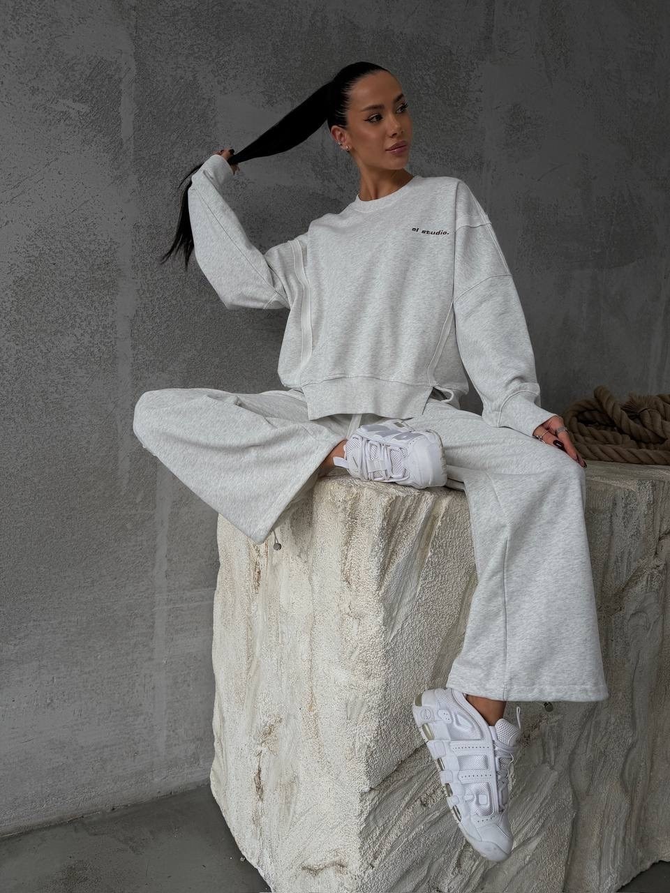 трикотажные костюмы,костюм объемный,костюм спортивный женский повседневный,спортивный костюм,широкие брюки