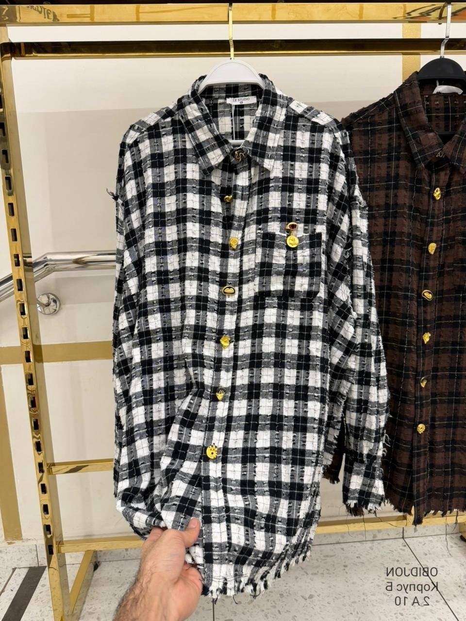 рубашка женская в клетку,рубашка в клетку,рубашка свободного кроя в клетку,рубашка женская,рубашка в клетку 0164 коричневый