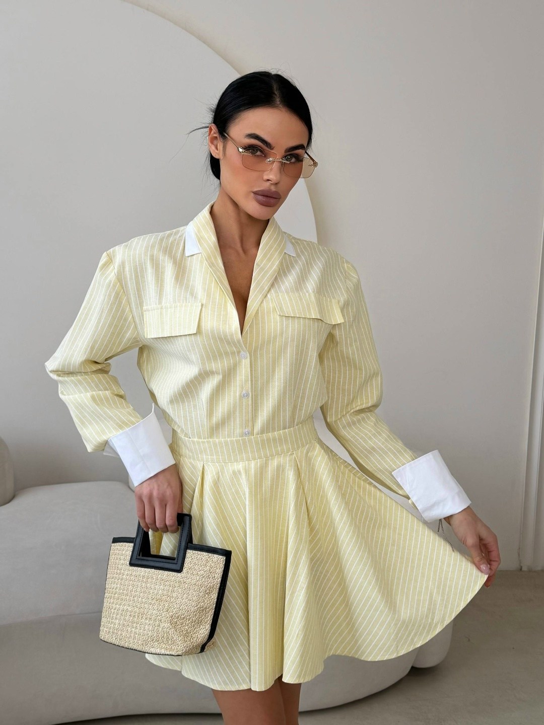 костюм с юбкой женский,костюм с юбкой,рубашка и юбка,женский костюм,рубашка желтая