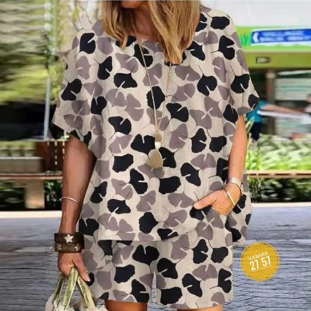 летние женские костюмы,летние костюмы,женская блузка с принтом,одежда с принт,костюм с принтом