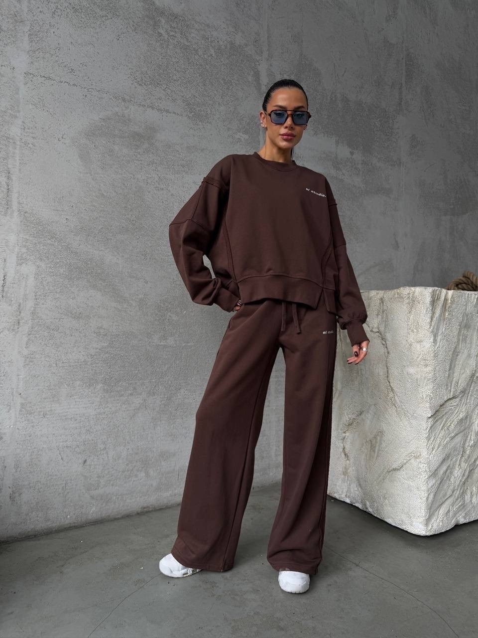 трикотажные костюмы,костюм объемный,костюм спортивный женский повседневный,спортивный костюм,широкие брюки