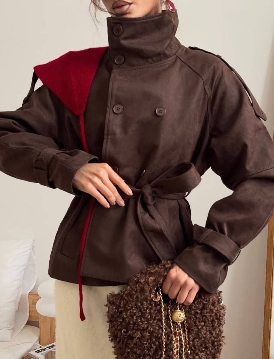 тренч кожаный,тренч короткий,замшевый тренч,тренч с поясом,кожаная куртка