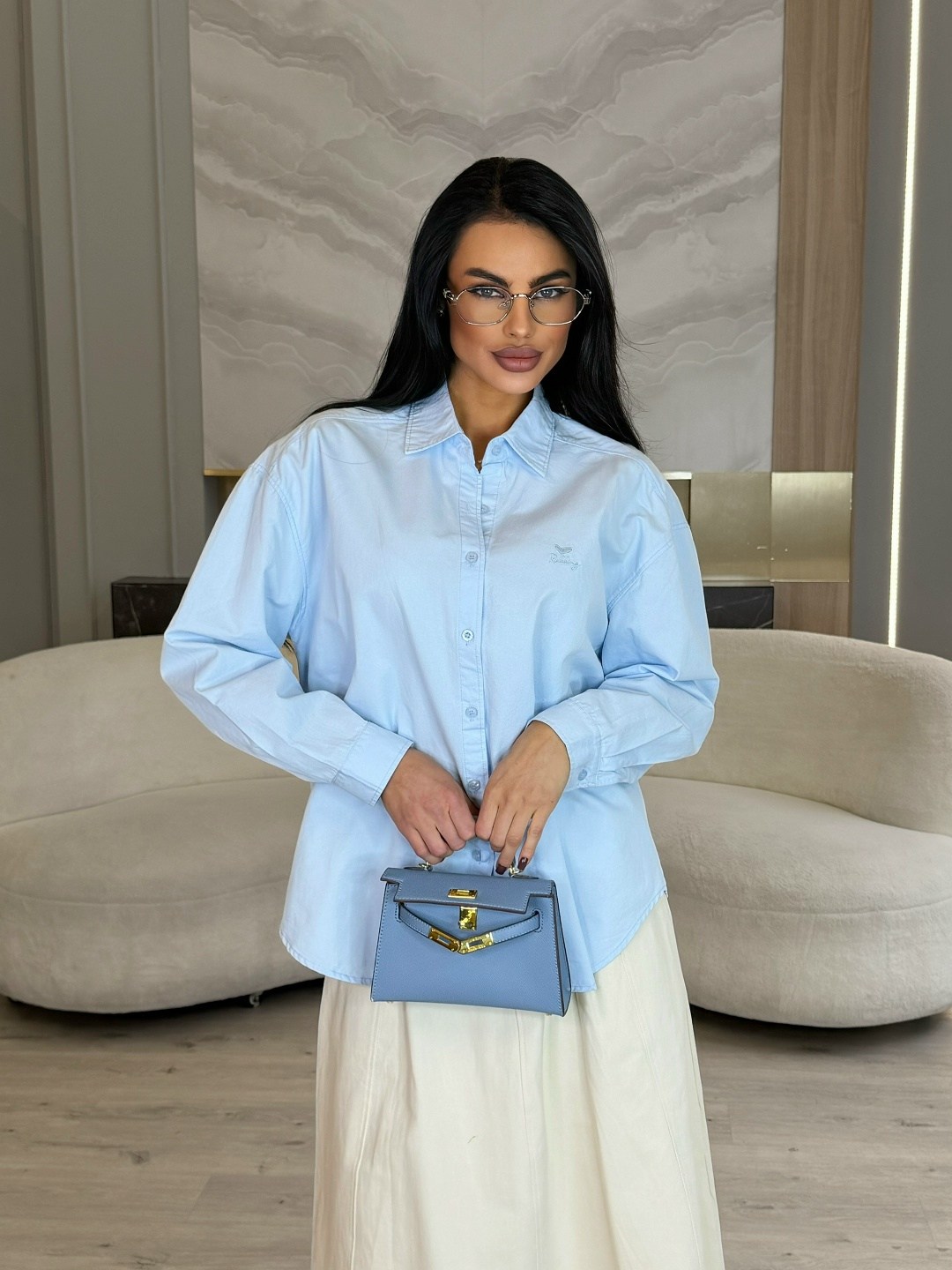 женская рубашка,рубашка женская голубая,рубашка dilanavip 2062 голубая,голубая рубашка,блуза dilana vip 2062 голубая