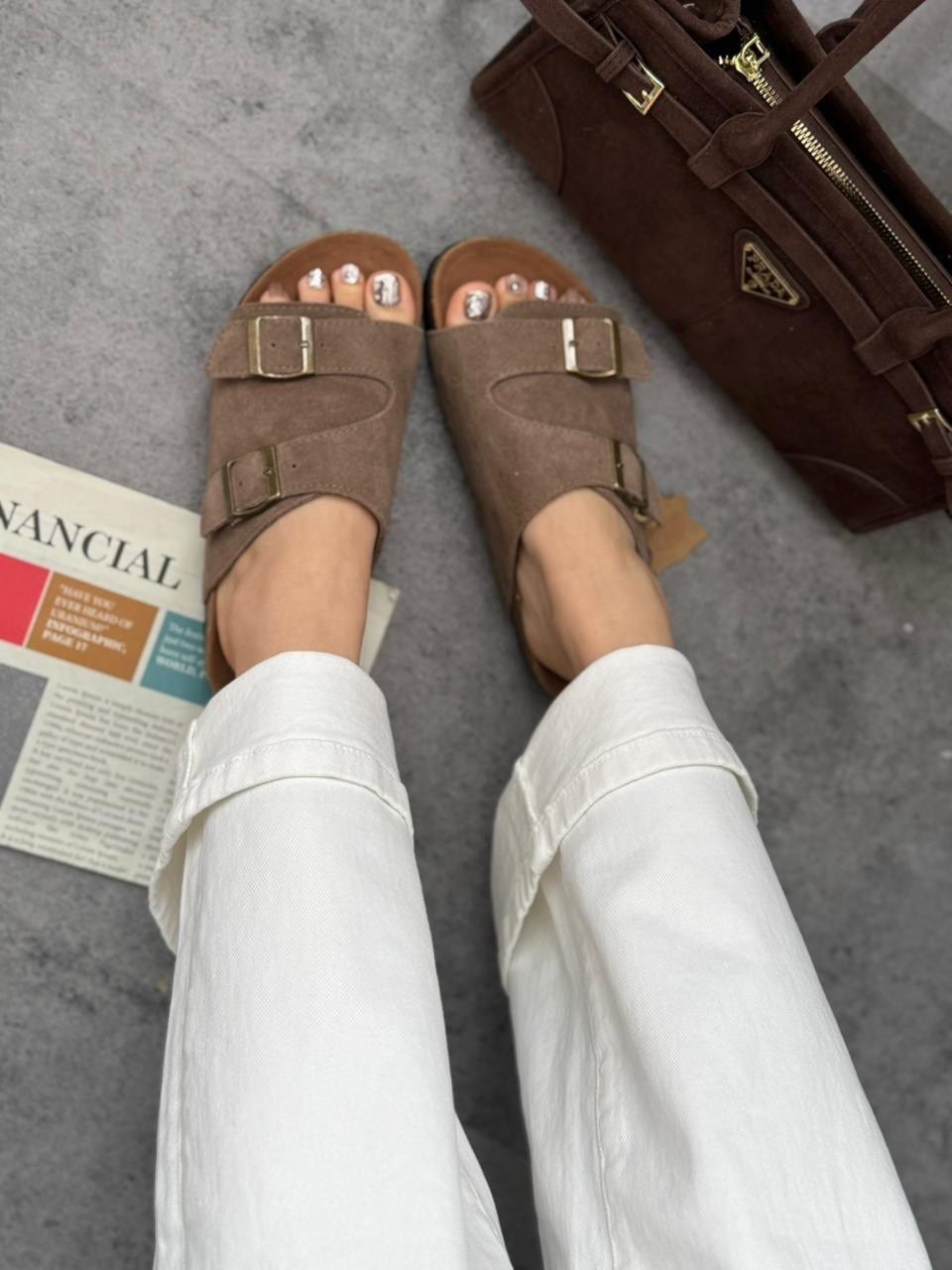 шлепки на пробковой подошве birkenstock,,женские шлепанцы,модные сандалии,birkenstock arizona big buckle