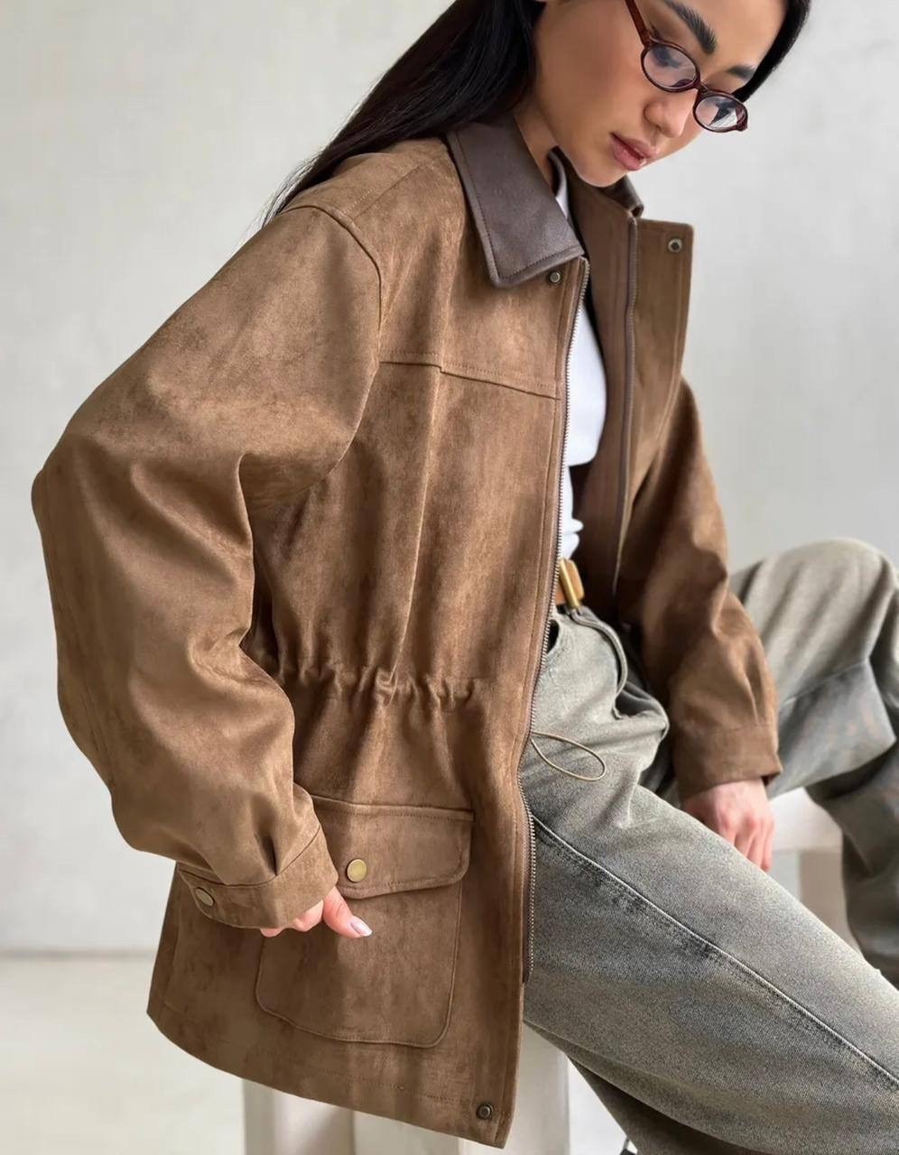 куртка рабочего тренд замшевая tinaria,куртка рабочего тренд замшевая tinaria 313880037,куртка замшевая с кожаным воротником,замшевая куртка,куртка из замши с кожаным воротником