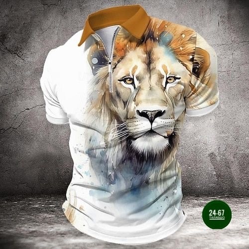 футболка-поло мужская с коротким рукавом с принтом льва,мужская рубашка поло с 3d принтом льва,мужская мода,мужская рубашка поло,модные мужские поло с узором льва