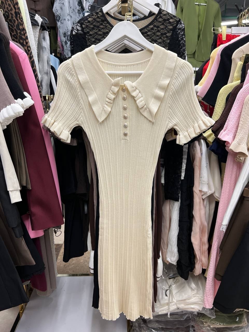 трикотажное платье летнее,платье лапша с воротником,платье с воротником,трикотажное платье,вязаное платье