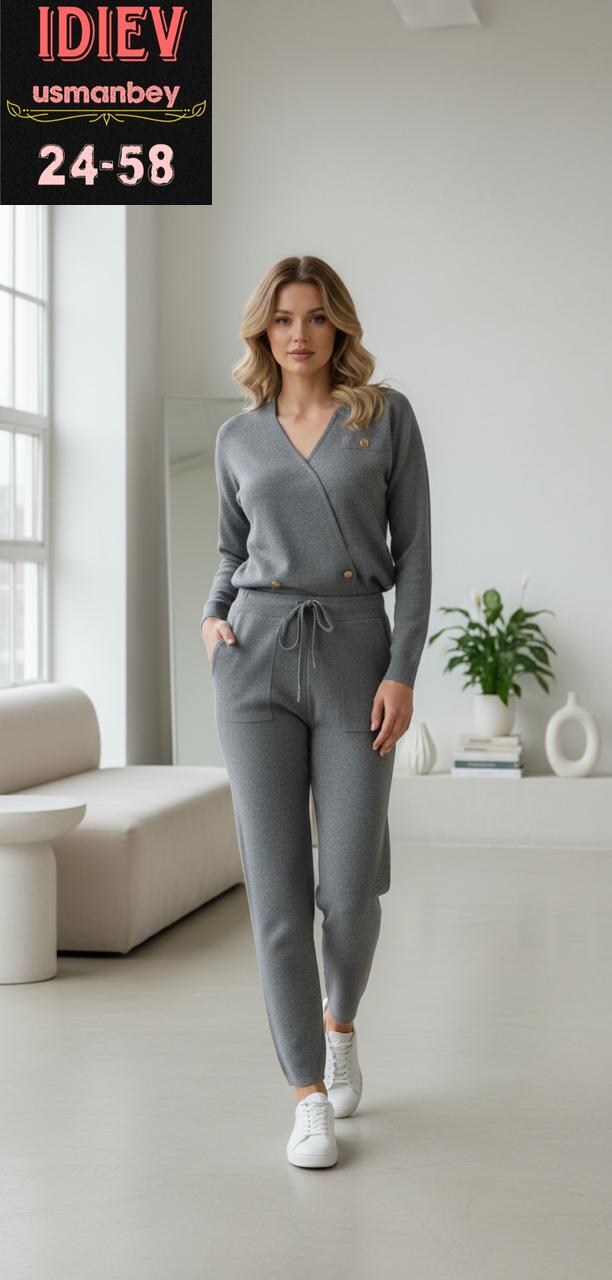 трикотажный костюм,трикотажный костюм для женщин с брюками модный 2026,костюм с брюками,костюм бежевый,женский кашемировый трикотажный костюм hirsionsan